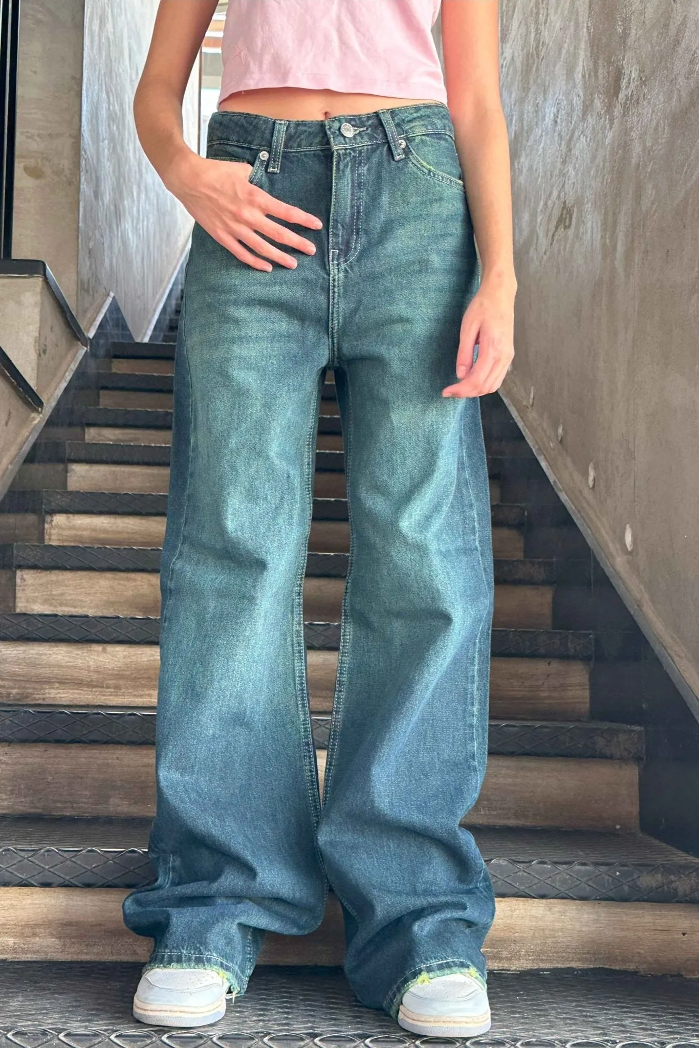 Baggy - Dark Vintage Blue Green Jeans.