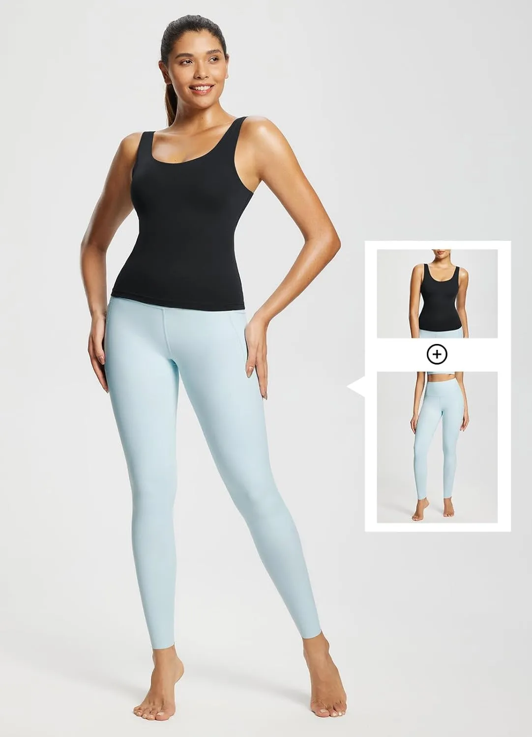 baleaf Freeleaf Women's Longline Sports Bra, Molded Cup Workout Tank Yoga Tops Built in Bra Athletic Camisole