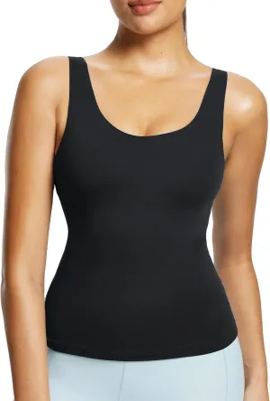 baleaf Freeleaf Women's Longline Sports Bra, Molded Cup Workout Tank Yoga Tops Built in Bra Athletic Camisole