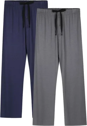 BAMBOO COOL Mens Pajama Pants Sleep Lounge Bottoms Soft Comfy Long Pj Pant Sleepwear with Pockets 2 Pack