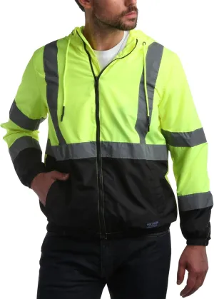 Bass Creek Outfitters Men's Hi Vis Jacket - ANSI Class 3 Safety Rain High Vis Waterproof Reflective Workwear (Sizes: M-XXL)