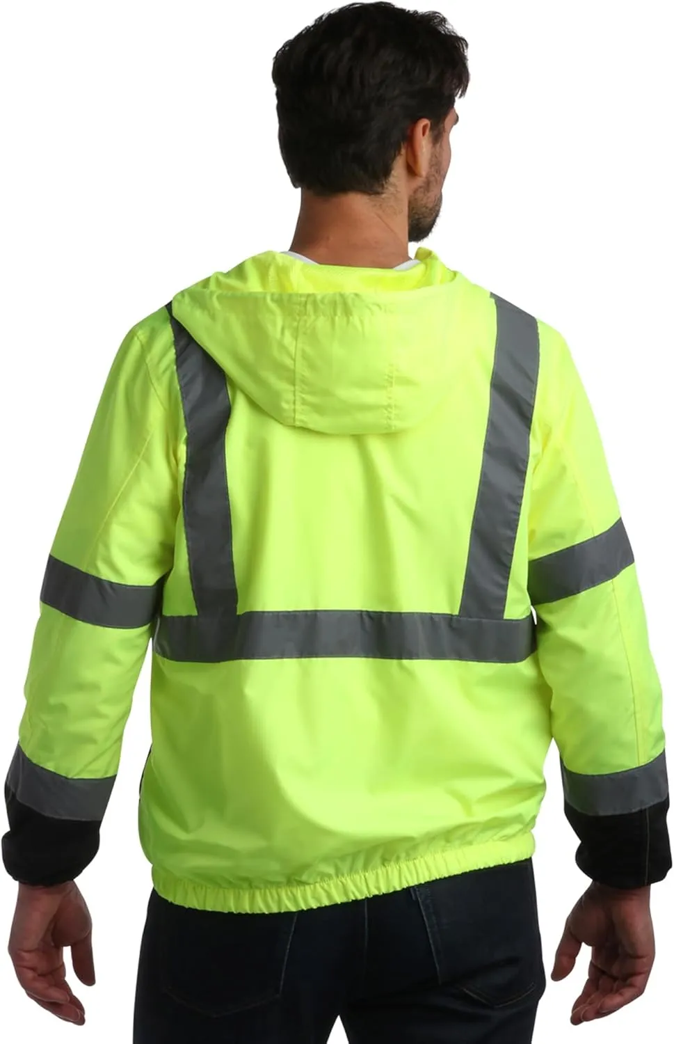 Bass Creek Outfitters Men's Hi Vis Jacket - ANSI Class 3 Safety Rain High Vis Waterproof Reflective Workwear (Sizes: M-XXL)