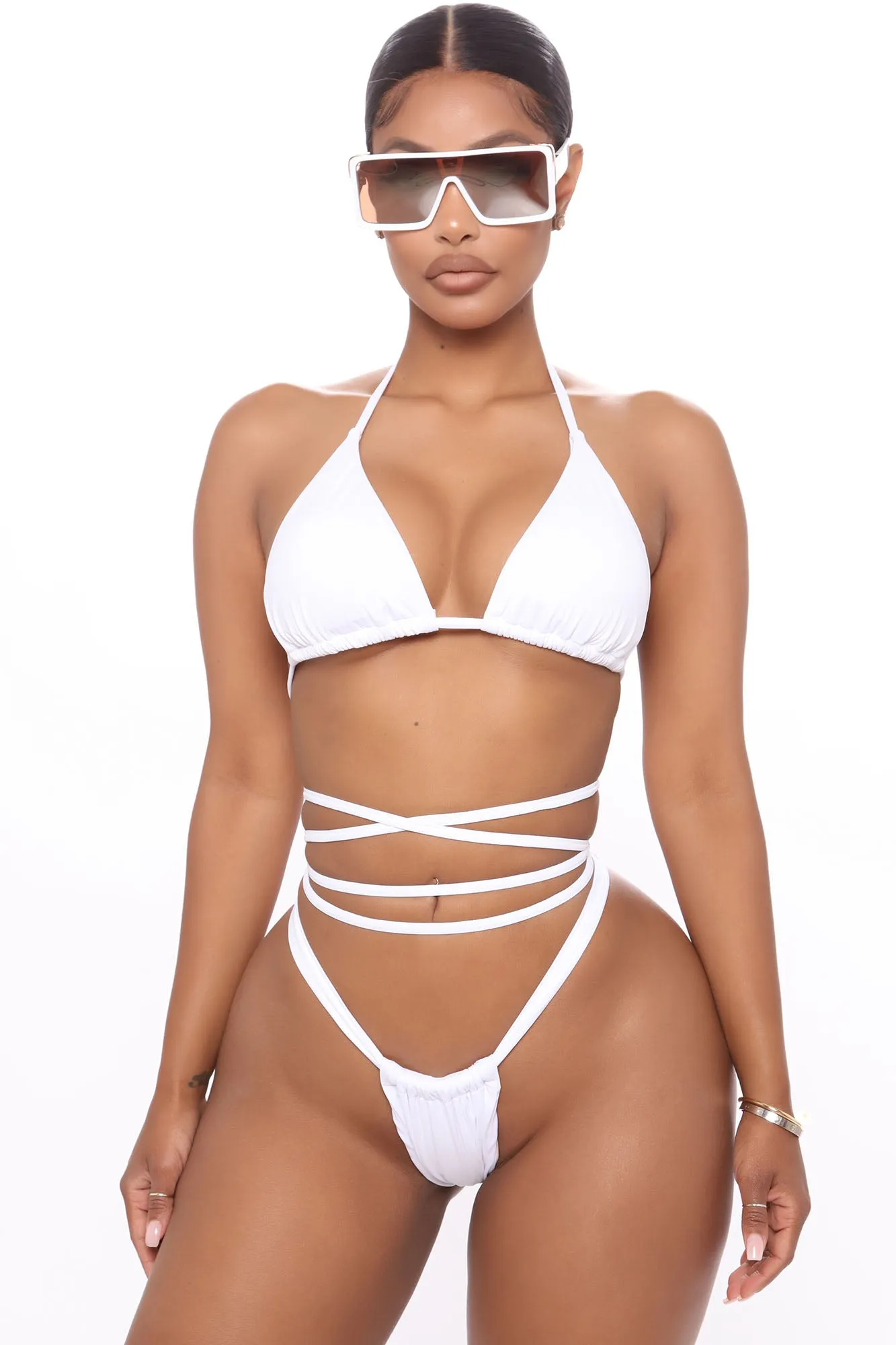 Beach Bum Day Strappy 2 Piece Bikini - White