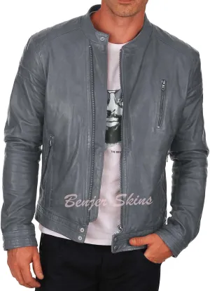 Benjer Skins Genuine Lambskin Leather Jackets For Men - Motorcycle Biker Leather Jacket Men 407