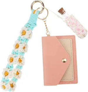 BESTYASH Stylish Wallet Keychain Wristlet Women's Wristlet Purse Keychain Card Holder Small Item Organizer