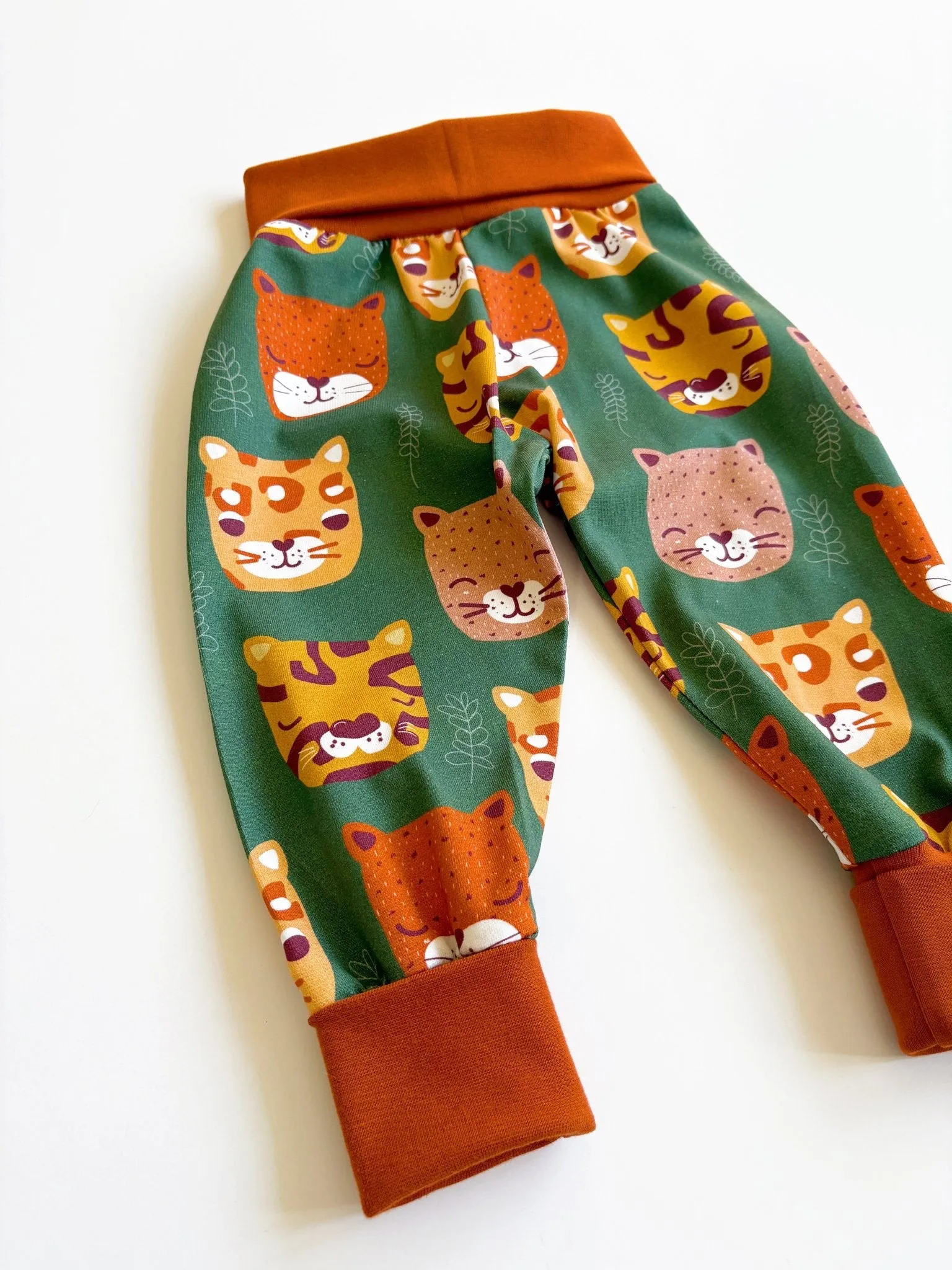 Big Cat Print Grow With Me Organic Baby Leggings