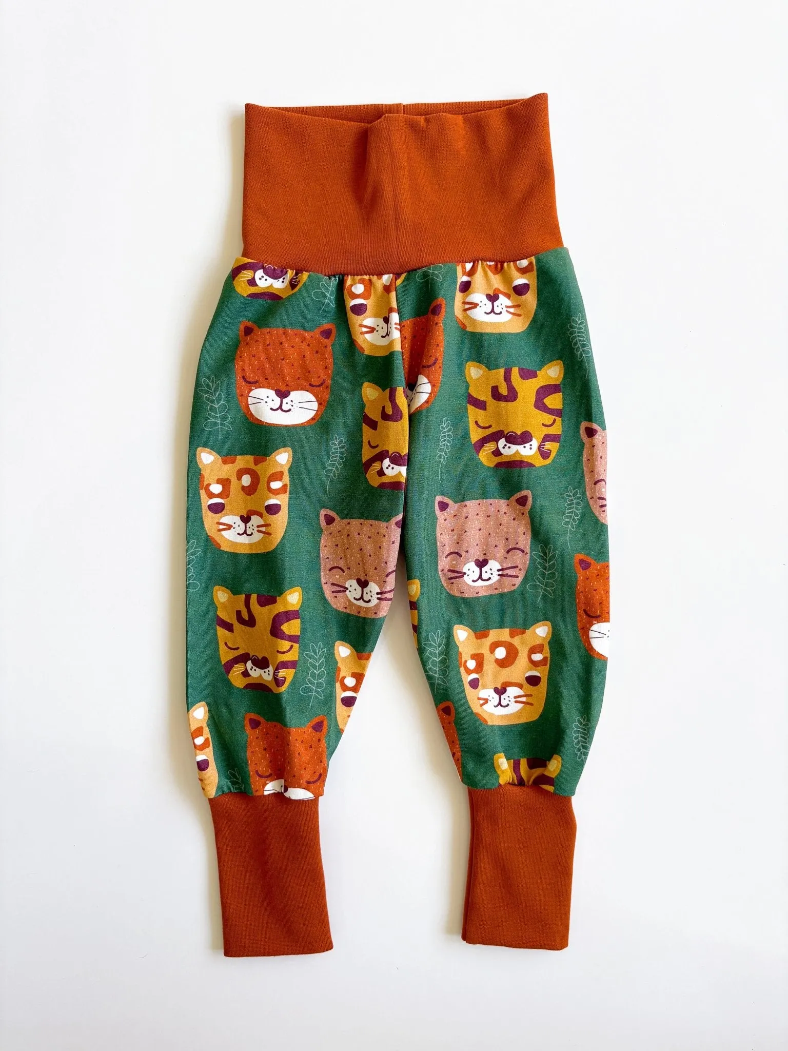 Big Cat Print Grow With Me Organic Baby Leggings