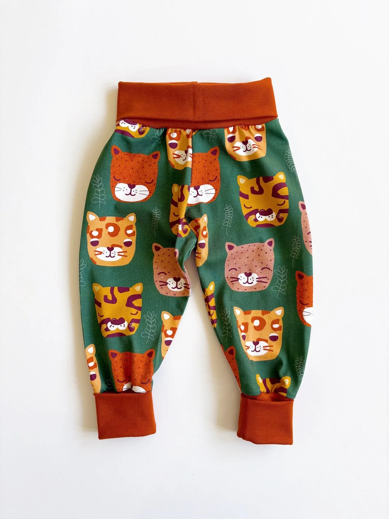 Big Cat Print Grow With Me Organic Baby Leggings