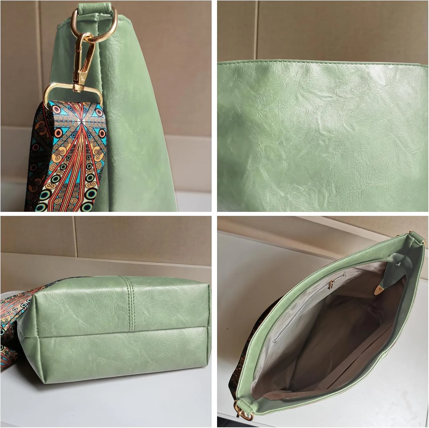 Bohemian Tote Bag Women Stylish PU Handbag Shoulder Bag Purse Large Crossbody Bag Hobo Bag