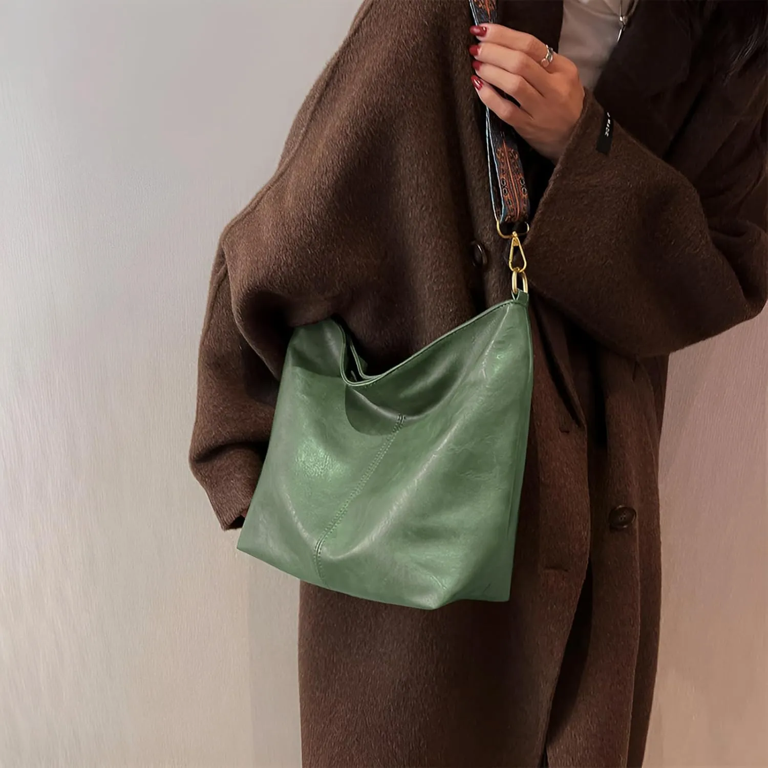 Bohemian Tote Bag Women Stylish PU Handbag Shoulder Bag Purse Large Crossbody Bag Hobo Bag