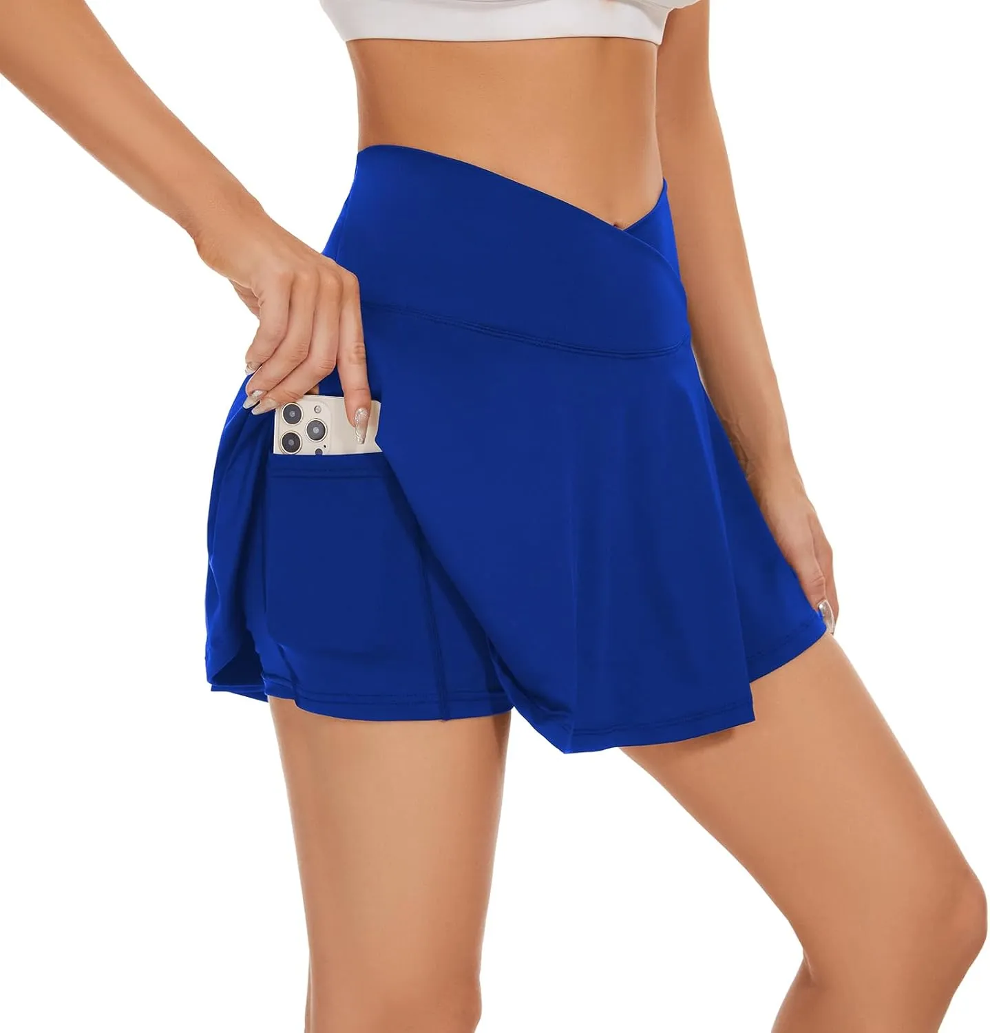 bpbtti Women's 1 or 2 Pack Crossover Tennis Skirt with Pockets High Waisted Pleated Golf Skorts Built-in Shorts for 2025