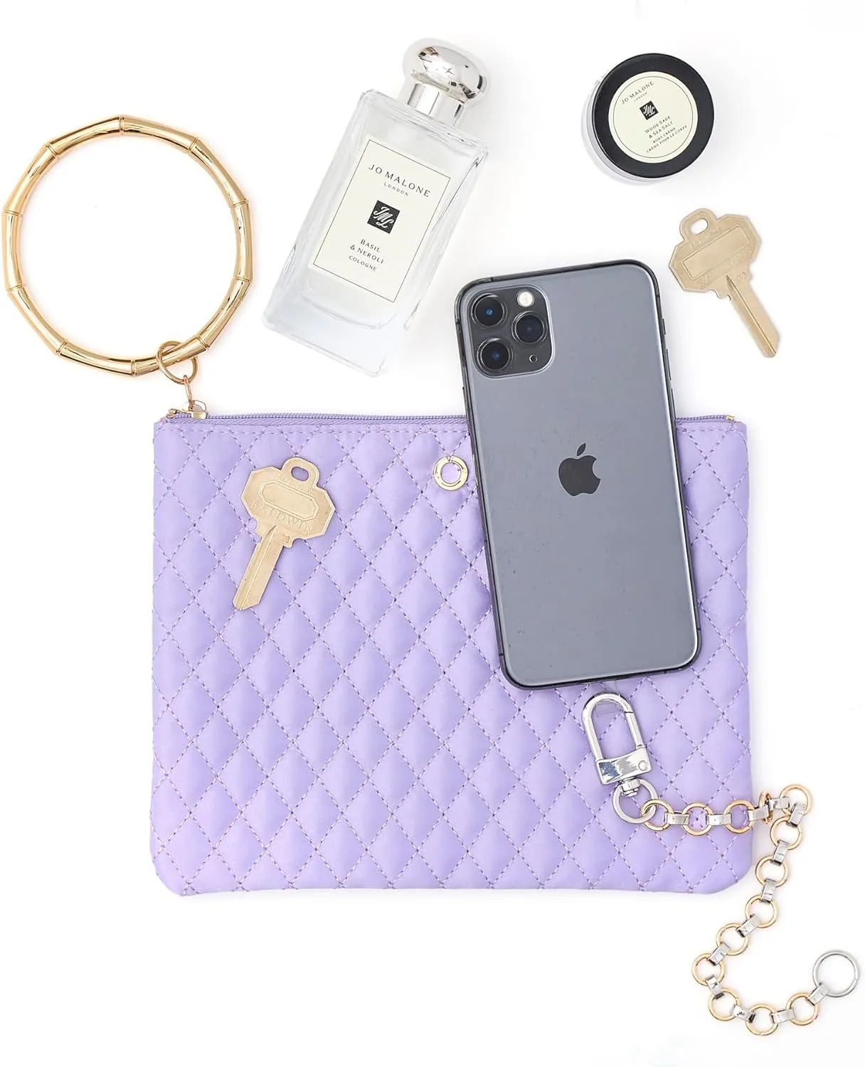 Bracelet Pouch  Clutch Bag with Bamboo Bangle Zip, Stylish Wristlet for Women, Lightweight & Spacious Accessory