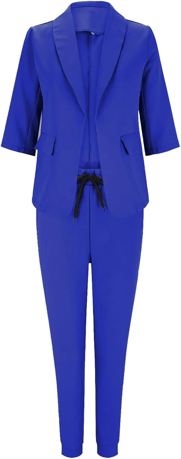 Business Casual Clothes Sets for Women Dressy Office Blazer Loose Straight Leg Pants Work 2 Piece Outfits Matching Set