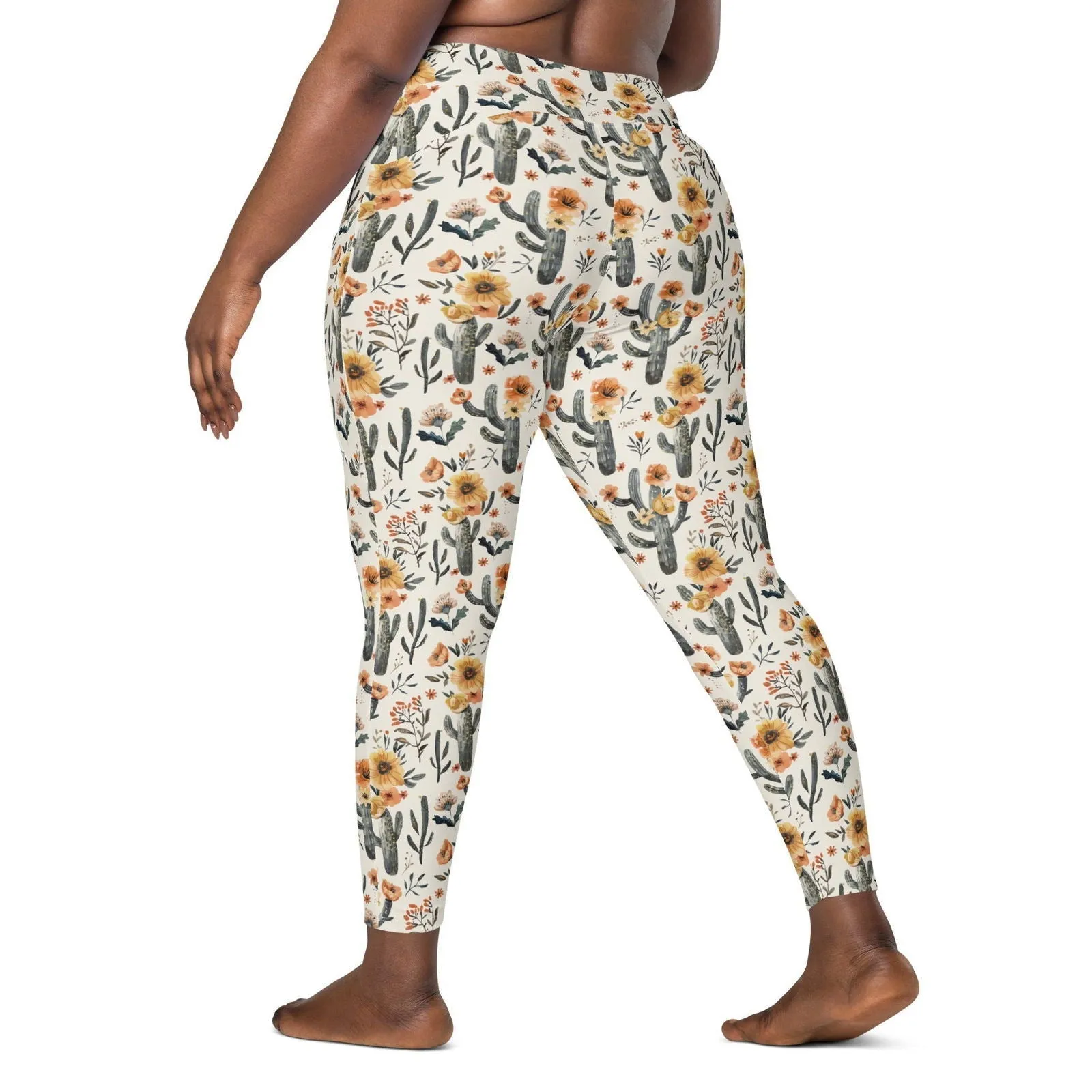 Cactus Sunflower Eco Swim Leggings With Pockets