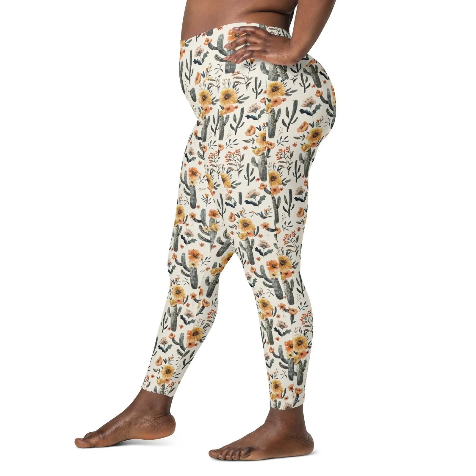 Cactus Sunflower Eco Swim Leggings With Pockets