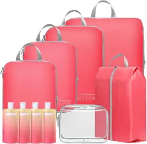 Cambond Compression Packing Cubes for Travel Women - Lightweight Expandable Luggage Travel Packing Organizers Bags, Compression Cubes for Suitcases Organizers with Travel Pouches Bottle Set