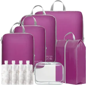 Cambond Compression Packing Cubes for Travel Women - Lightweight Expandable Luggage Travel Packing Organizers Bags, Compression Cubes for Suitcases Organizers with Travel Pouches Bottle Set
