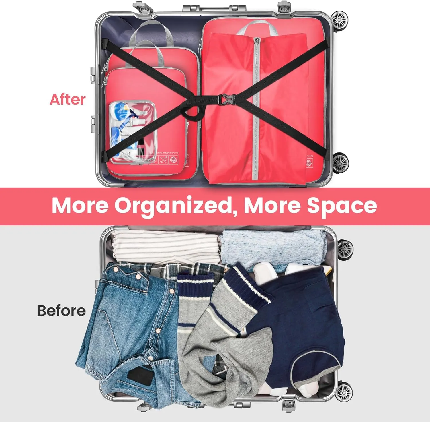 Cambond Compression Packing Cubes for Travel Women - Lightweight Luggage Organizers Bag Packing Cubes for Carry on Suitcases