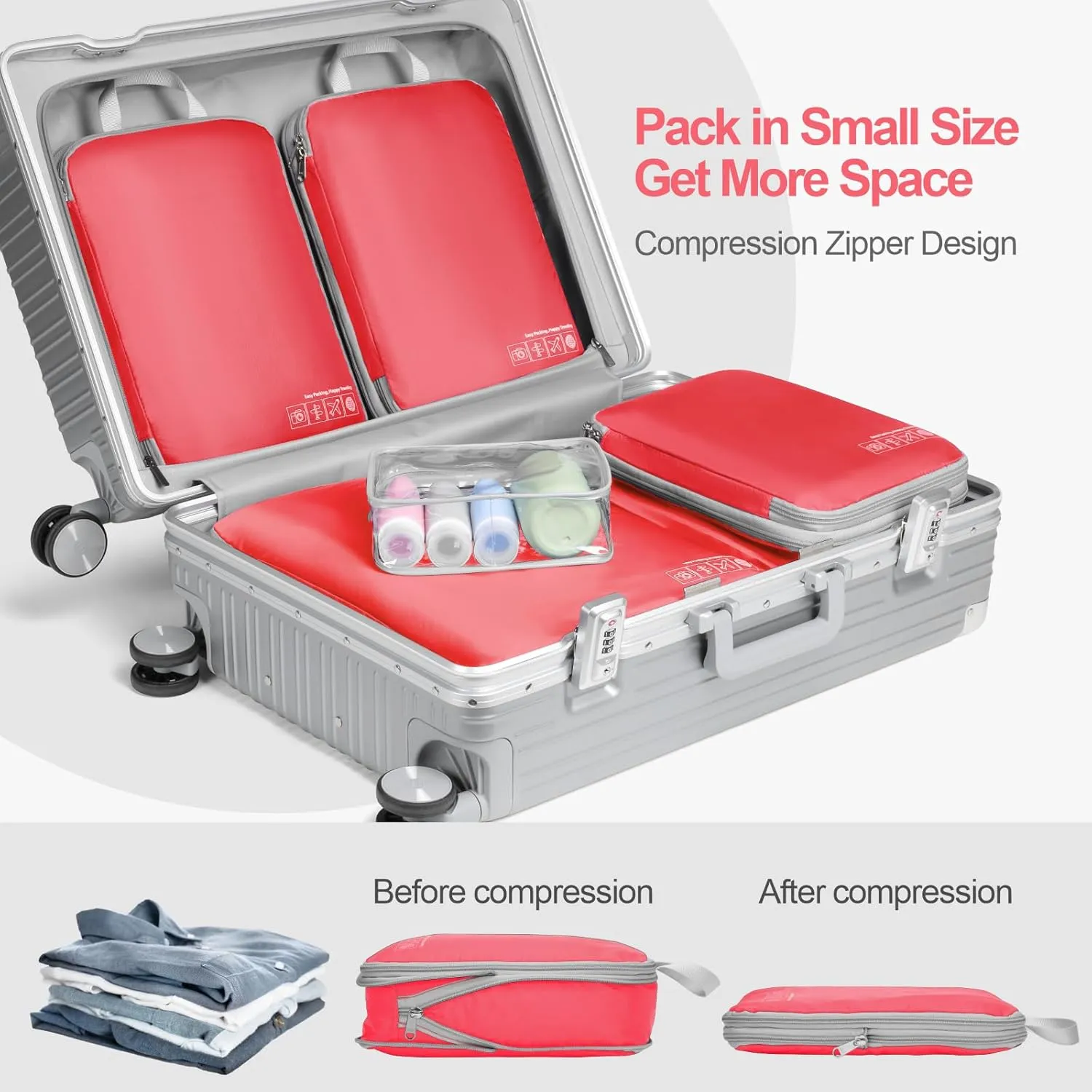 Cambond Compression Packing Cubes for Travel Women - Lightweight Luggage Organizers Bag Packing Cubes for Carry on Suitcases