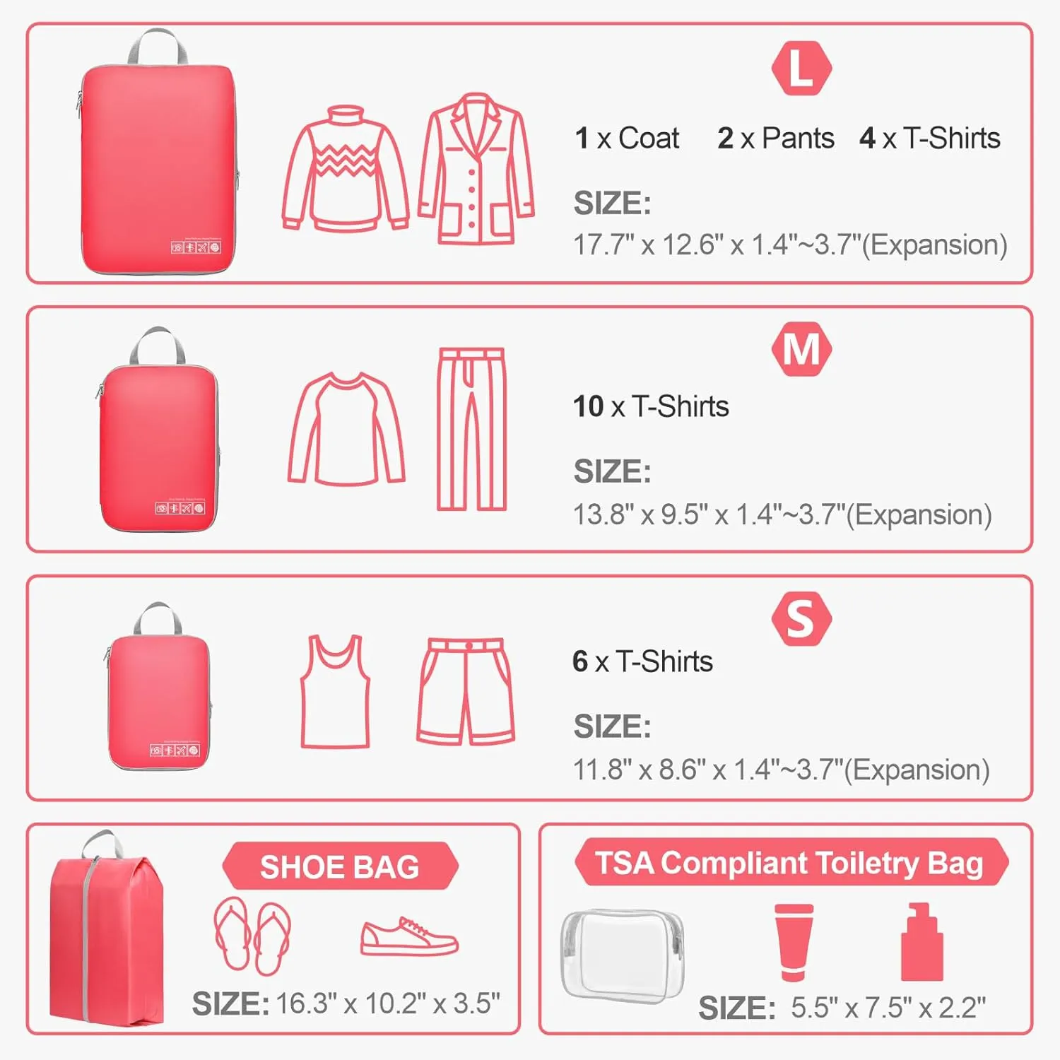 Cambond Compression Packing Cubes for Travel Women - Lightweight Luggage Organizers Bag Packing Cubes for Carry on Suitcases