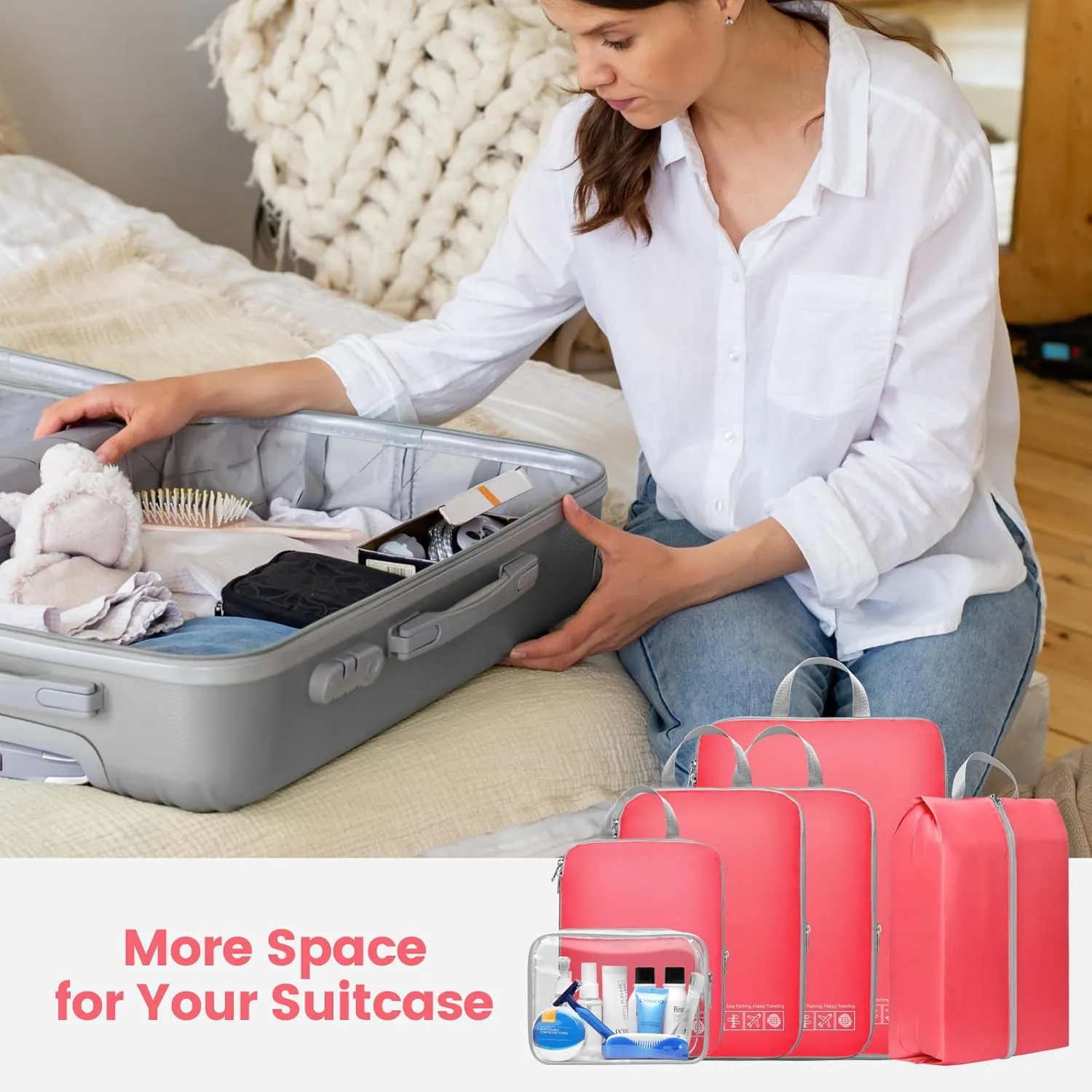 Cambond Compression Packing Cubes for Travel Women - Lightweight Luggage Organizers Bag Packing Cubes for Carry on Suitcases