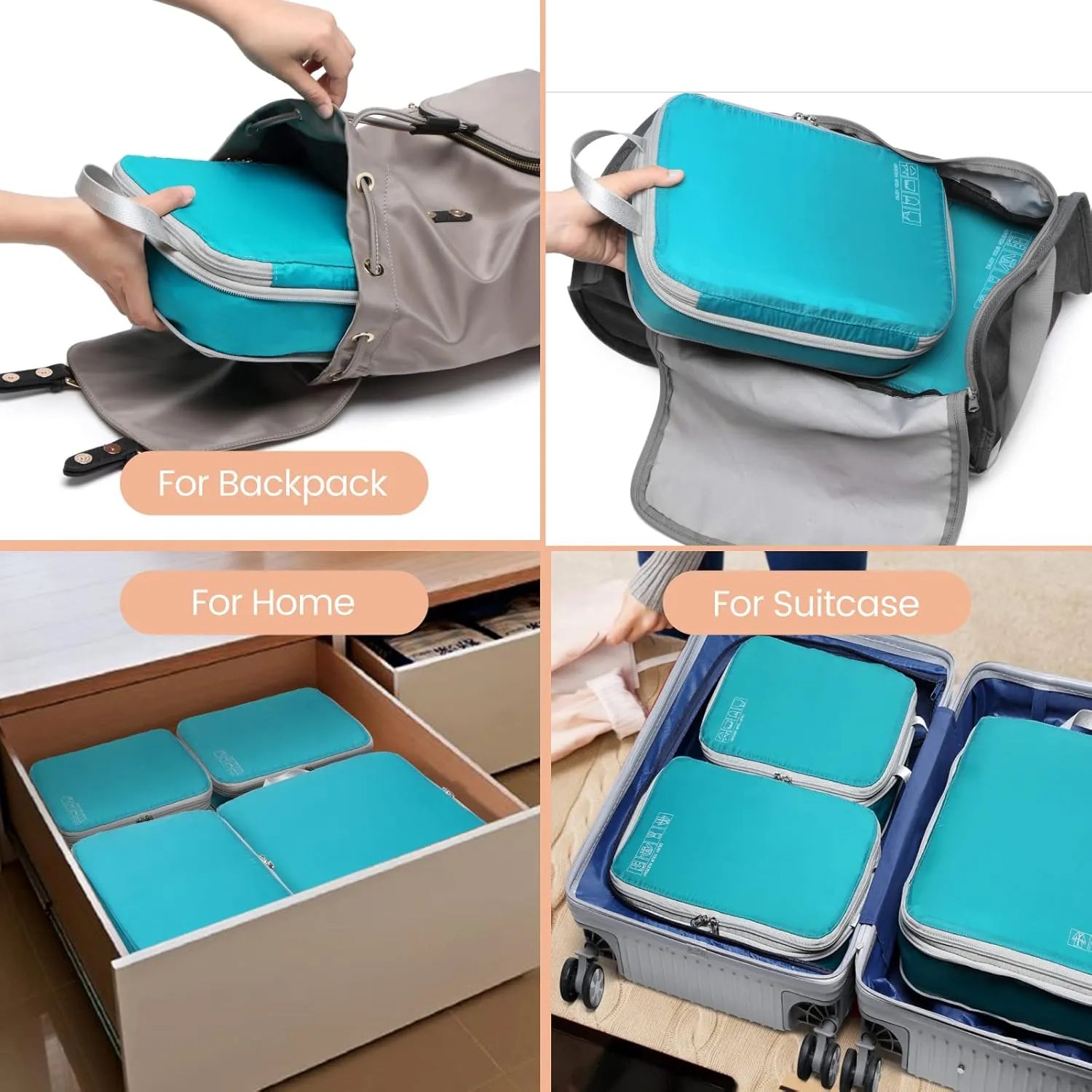 Cambond Compression Packing Cubes for Travel Women - Travel Bags Luggage Organizers Travel Essentials Compression Cubes for Travel Carry on Suitcases