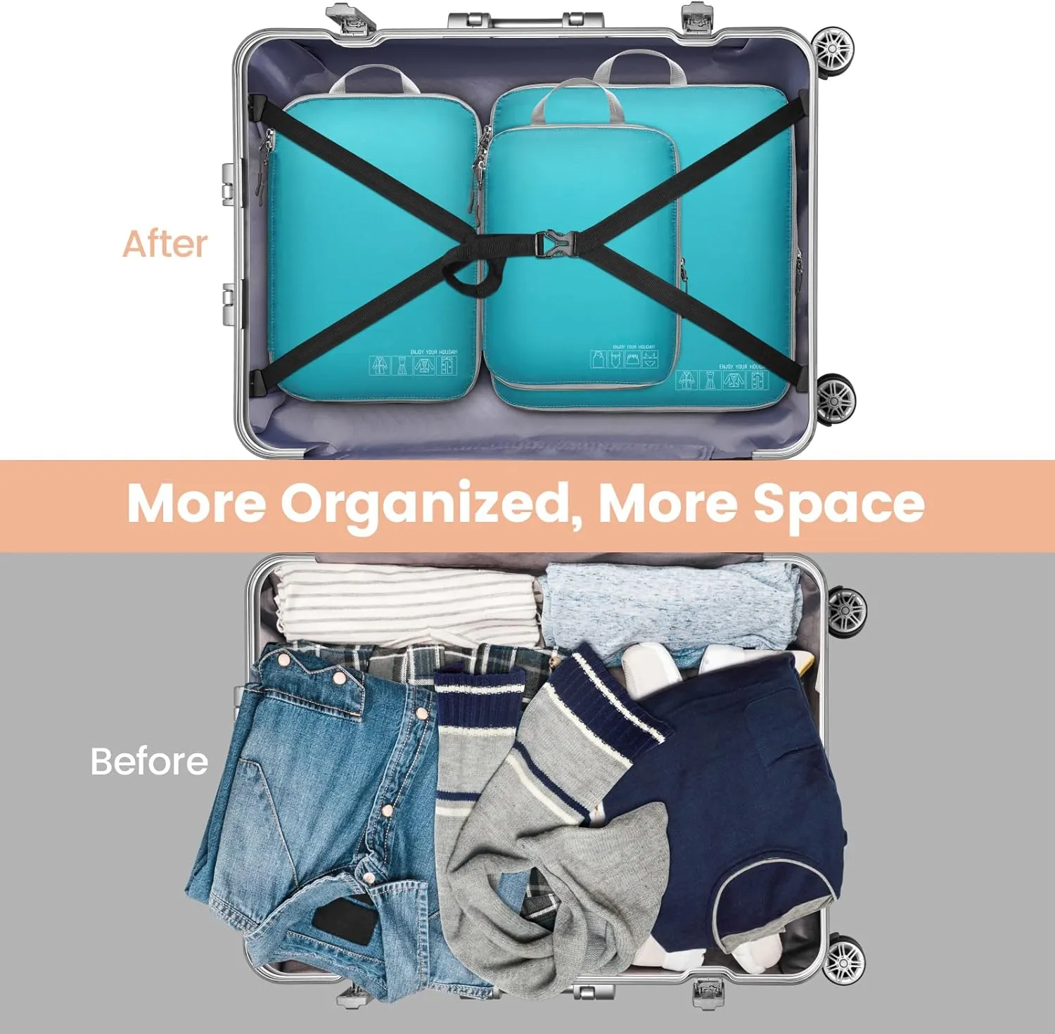 Cambond Compression Packing Cubes for Travel Women - Travel Bags Luggage Organizers Travel Essentials Compression Cubes for Travel Carry on Suitcases