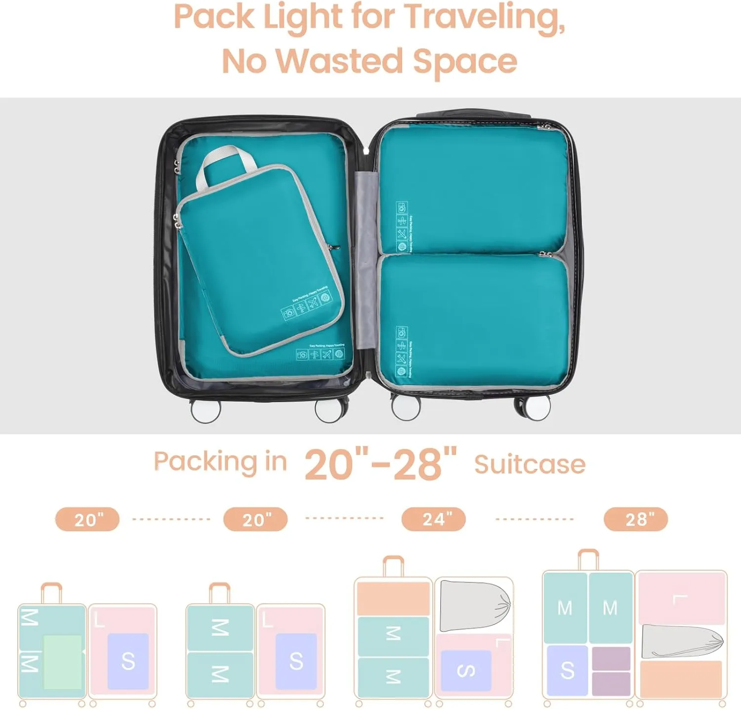 Cambond Compression Packing Cubes for Travel Women - Travel Bags Luggage Organizers Travel Essentials Compression Cubes for Travel Carry on Suitcases