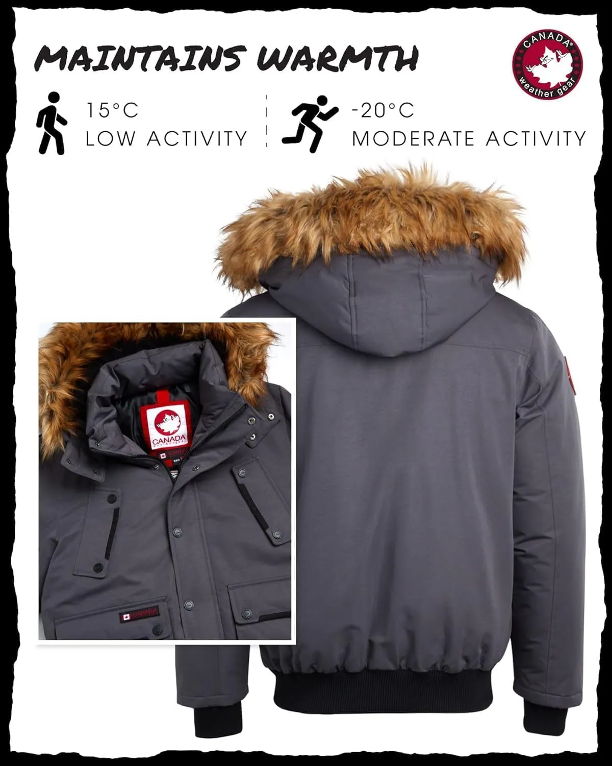 CANADA WEATHER GEAR Mens Big & Tall Winter Jacket - Heavyweight Bomber Parka Coat Jacket for Big and Tall Men (Sizes: M-5X)