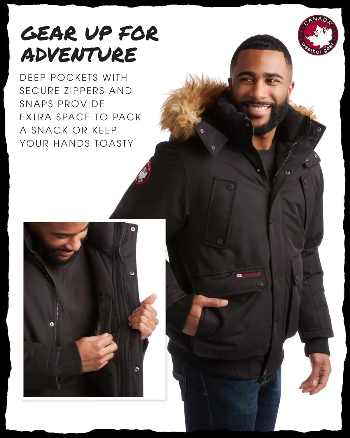 CANADA WEATHER GEAR Mens Big & Tall Winter Jacket - Heavyweight Bomber Parka Coat Jacket for Big and Tall Men (Sizes: M-5X)