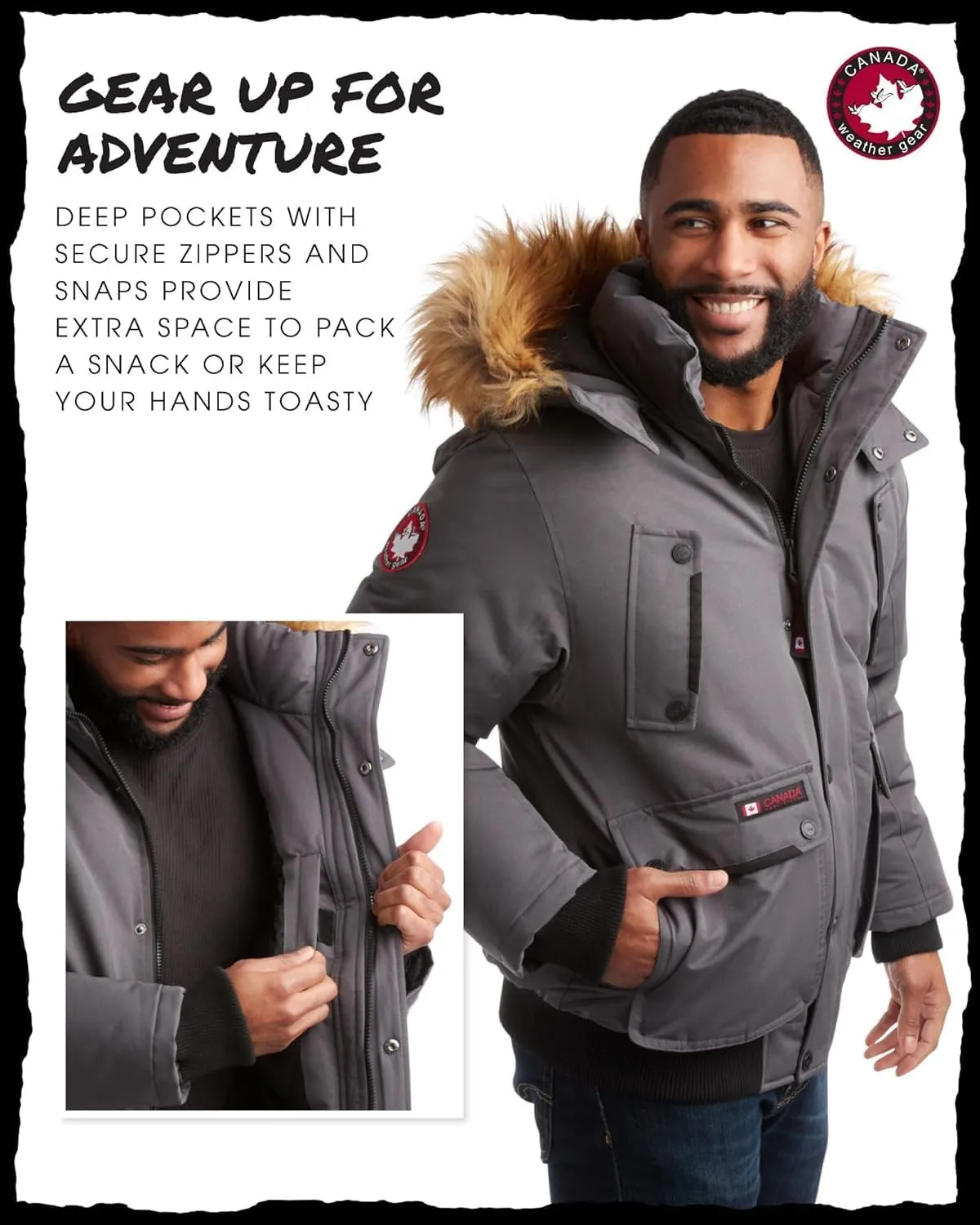 CANADA WEATHER GEAR Mens Big & Tall Winter Jacket - Heavyweight Bomber Parka Coat Jacket for Big and Tall Men (Sizes: M-5X)