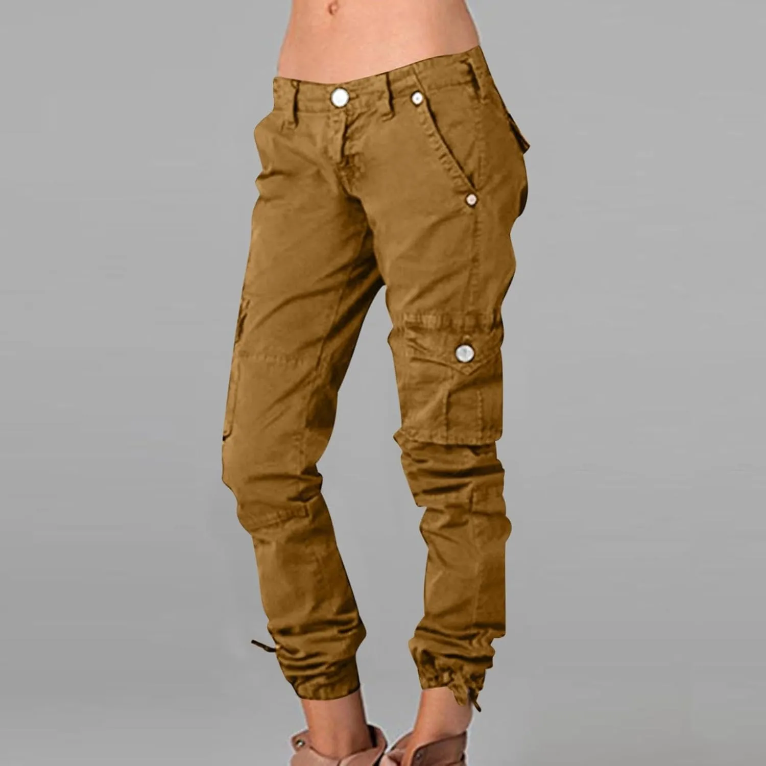 Cargo Joggers for Women Lightweight High Waist Hiking Pants Casual Button Pockets Athletic Travel Pants Trousers