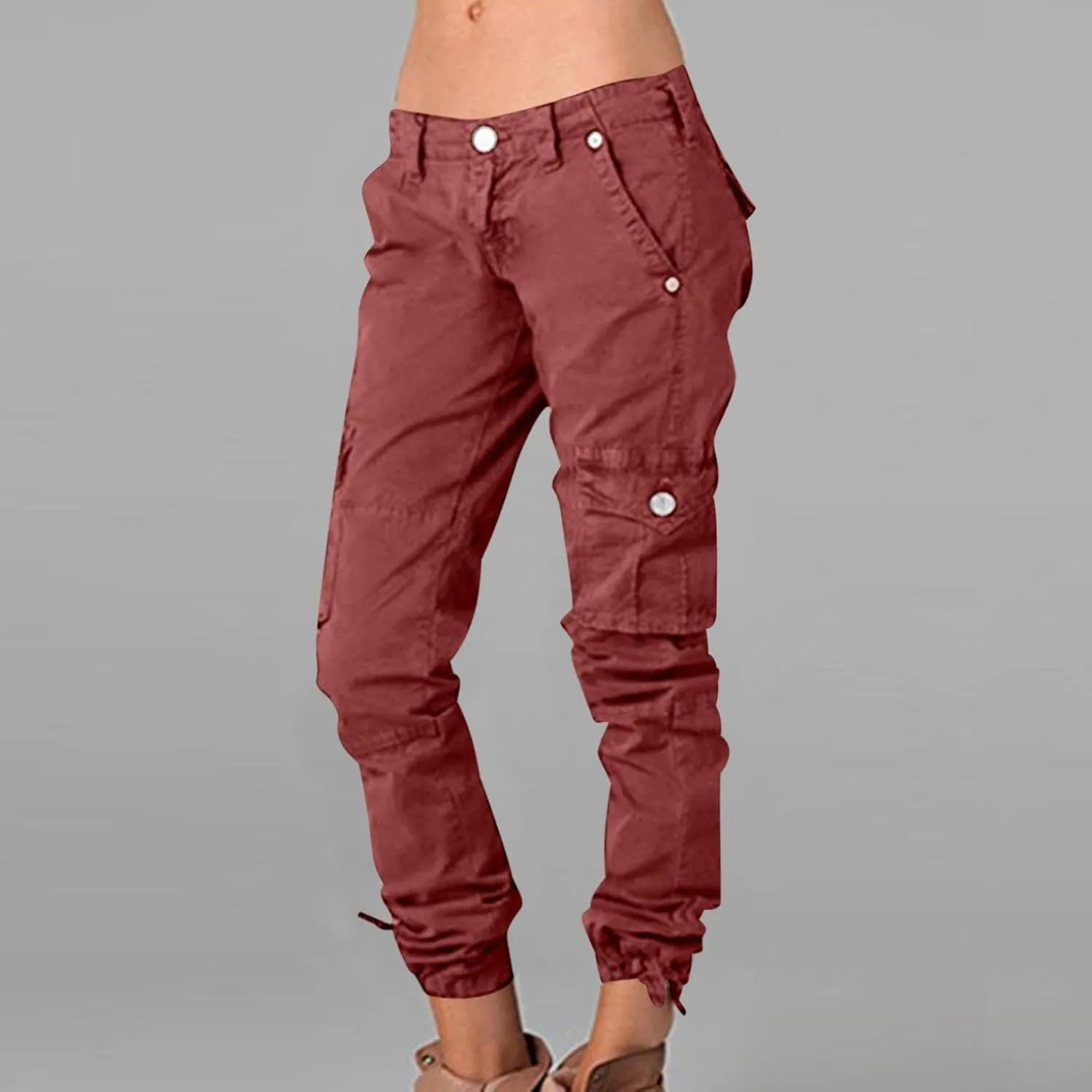 Cargo Joggers for Women Lightweight High Waist Hiking Pants Casual Button Pockets Athletic Travel Pants Trousers