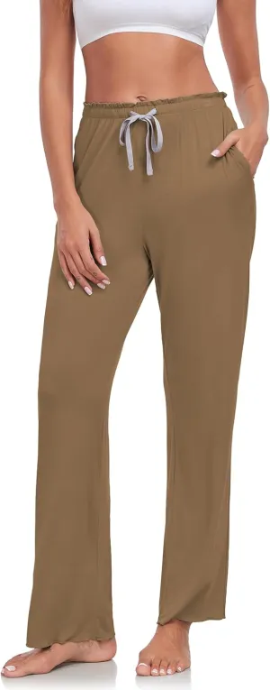 CF Women Bamboo Rayon Pajamas Pants Casual Loose Wide Leg Sleep Pants Soft Comfy Sleepwear for Lounge with Pockets
