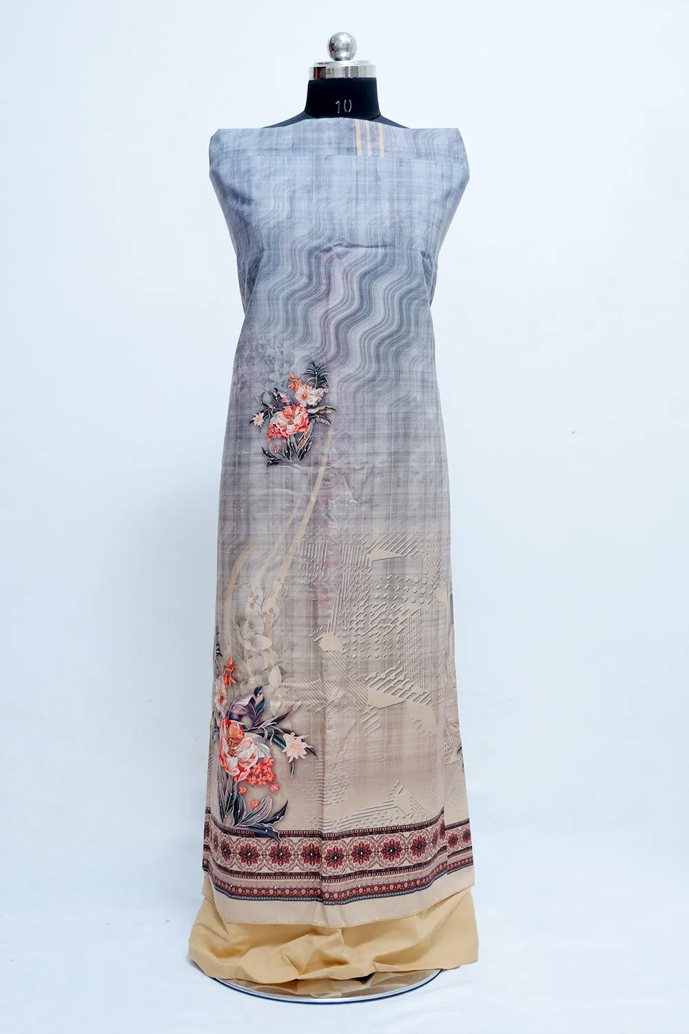 Charismatic Steady Beige Colour Beautifully Printed Suit  Known For Its Unique Design & Enhances The Personality Of Wearer.