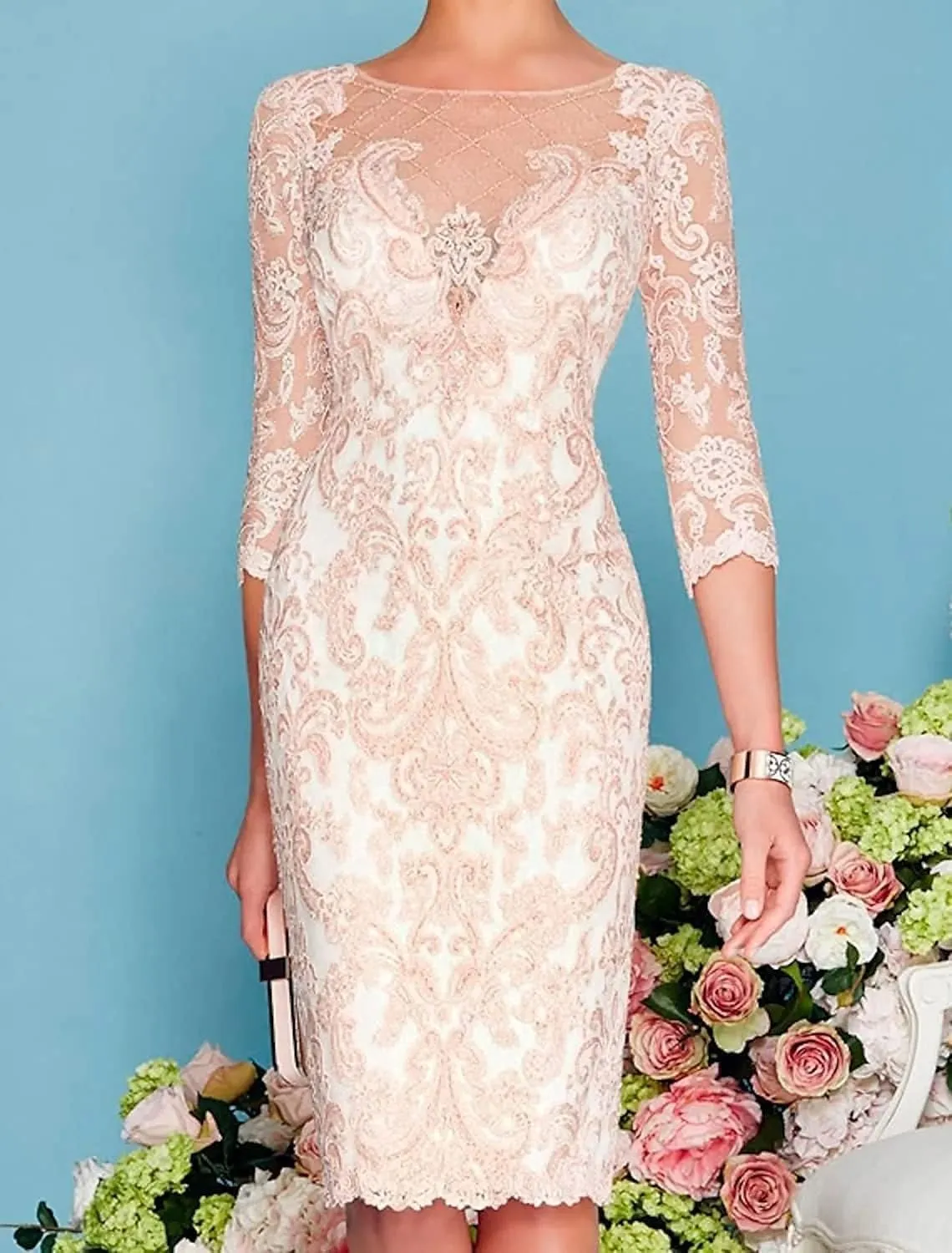 Chiffon Mother of The Bride Dresses with Jackets Long Sleeves Lace Formal Evening Dress