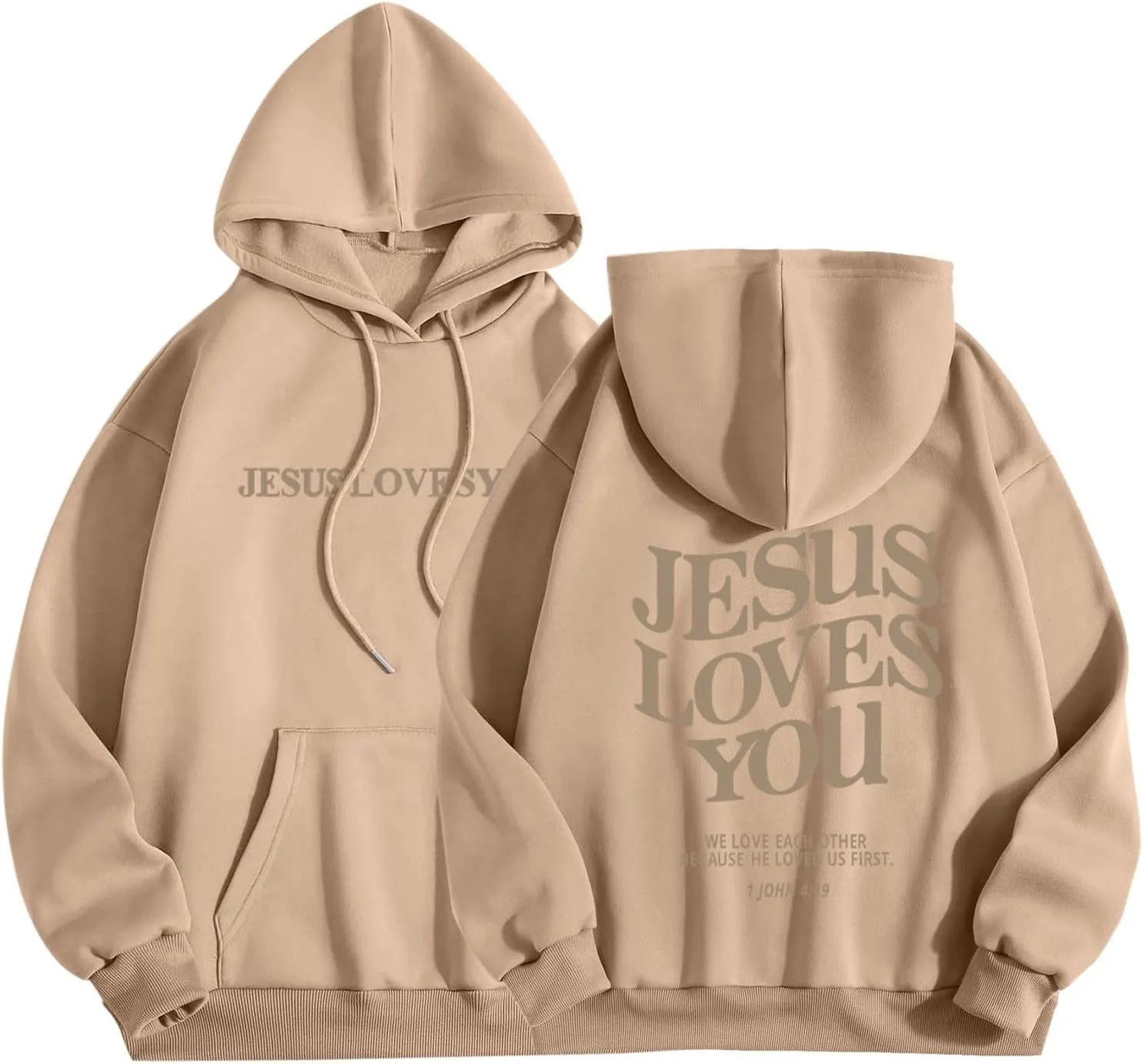 Christian Sweatshirt Women Jesus Loves You,Trust in The Lord Long Sleeve Letter Printed Hoodies