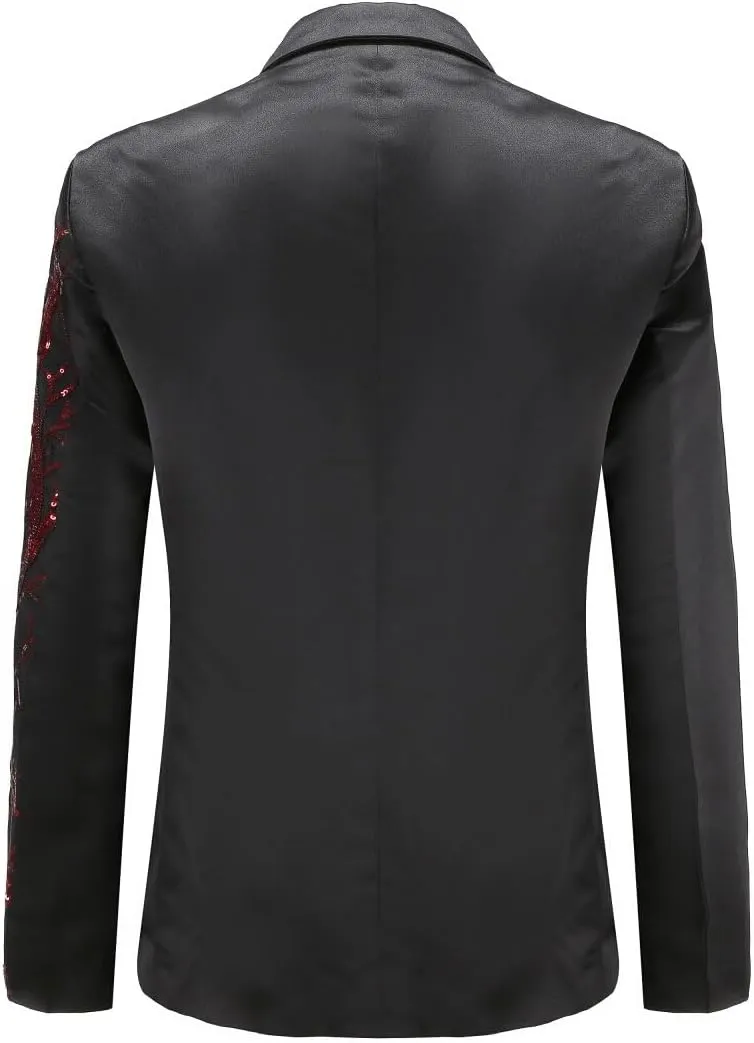 Cloudstyle Men's 2-Piece Suit Casual 1 Button Slim Fit Prom Suit Stylish Sequin
