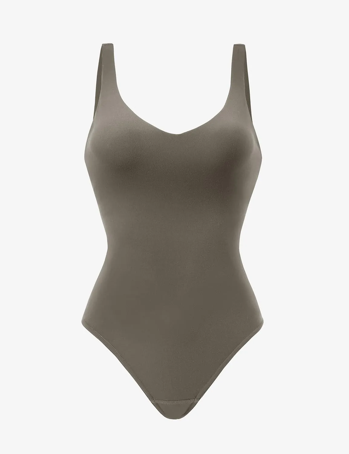 Colorfulkoala Women's Dreamlux V-Neck Seamless Bodysuit with Built in Bra Sexy Sleeveless Tank Tops