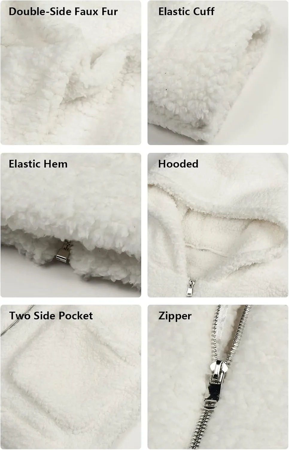 Comeon Womens Casual Coat Lapel Fleece Fuzzy Faux Shearling Zipper Hooded Warm Winter Oversized Jackets