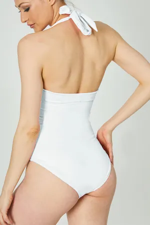 Control Elite Halter Tie Swimsuit White
