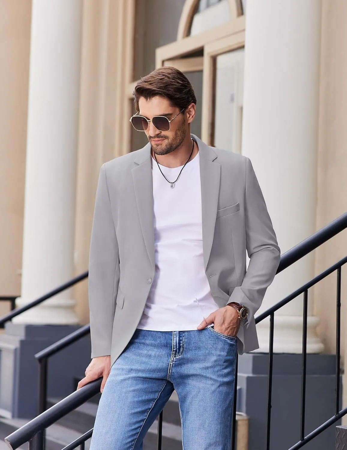 COOFANDY Mens Casual Blazer Slim Fit Sport Coats One Button Stylish Business Suit Jacket