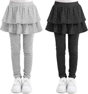 Cooraby 1/2/3 Pack Girls Leggings Toddler Girl Pants School Uniform Pants Warm Stretchy Skirt Leggings for Girls 2-14 Years