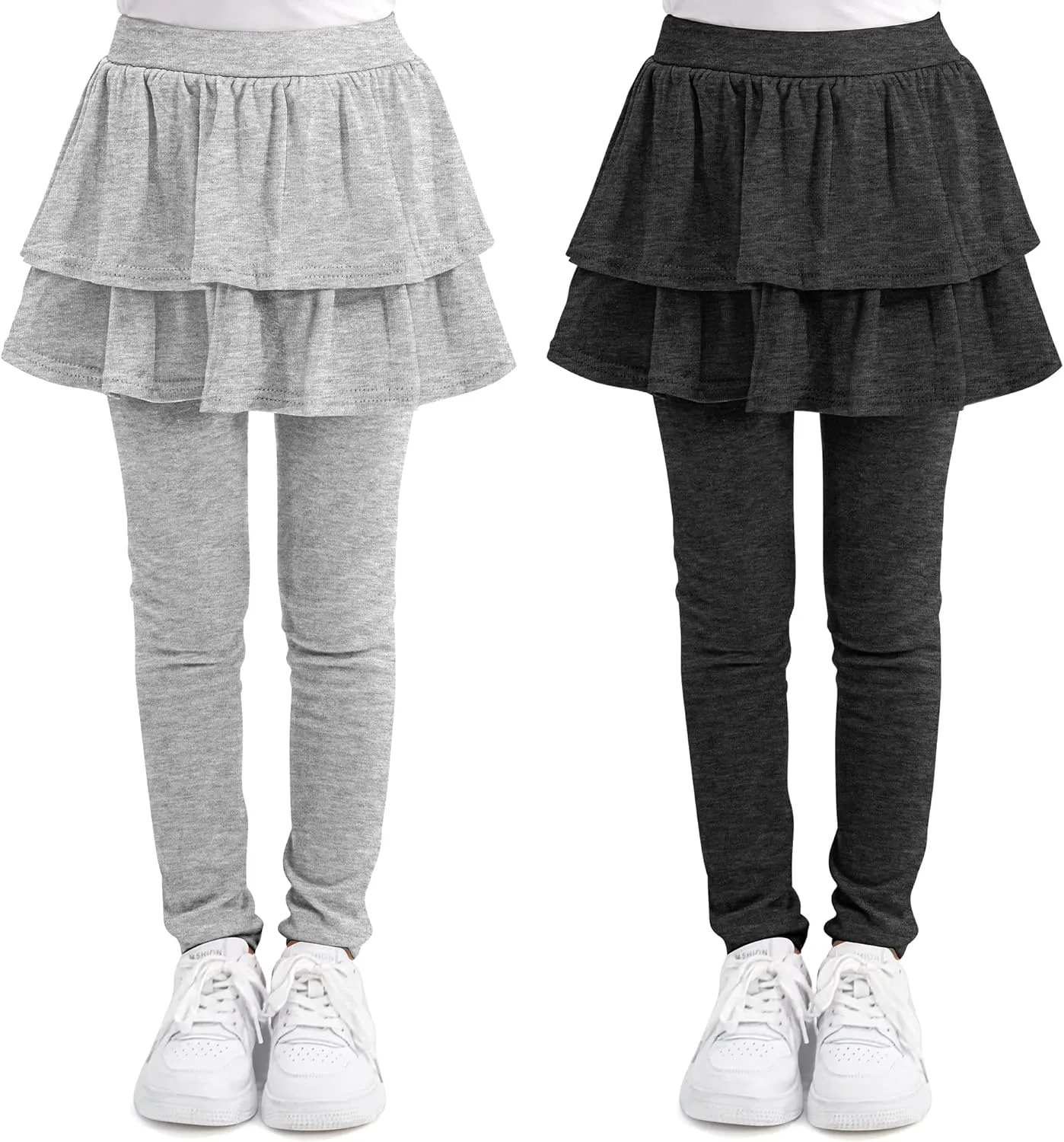 Cooraby 1/2/3 Pack Girls Leggings Toddler Girl Pants School Uniform Pants Warm Stretchy Skirt Leggings for Girls 2-14 Years