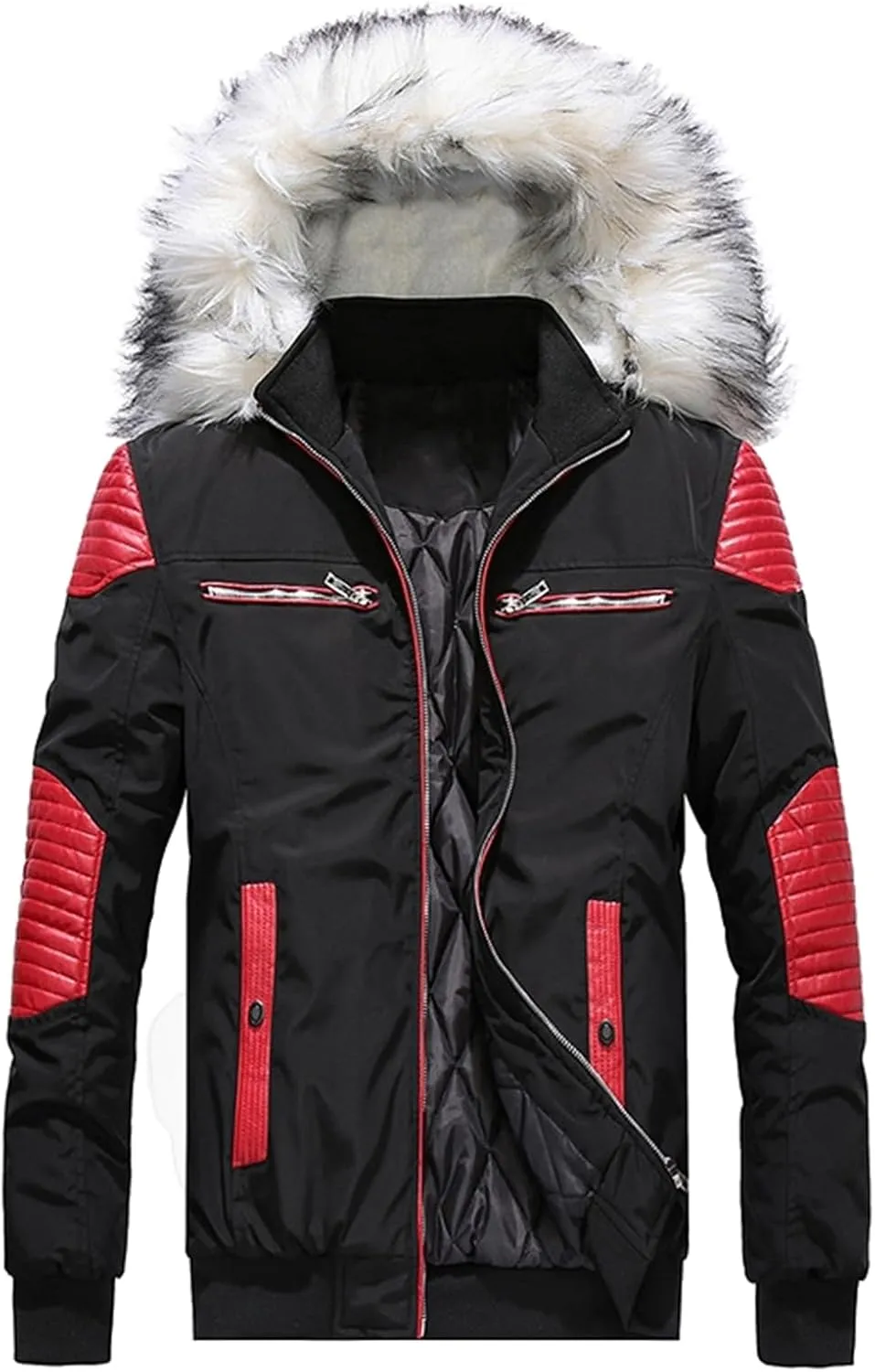 crazynekos Men's Cotton Down Jacket Outdoor Sports Jackets Winter Warm Hooded Coat Fashion Jacket