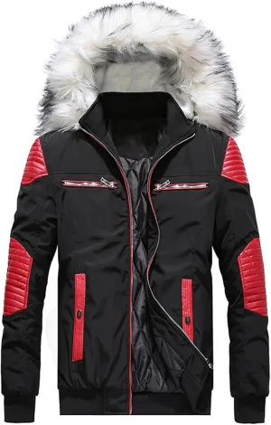 crazynekos Men's Cotton Down Jacket Outdoor Sports Jackets Winter Warm Hooded Coat Fashion Jacket