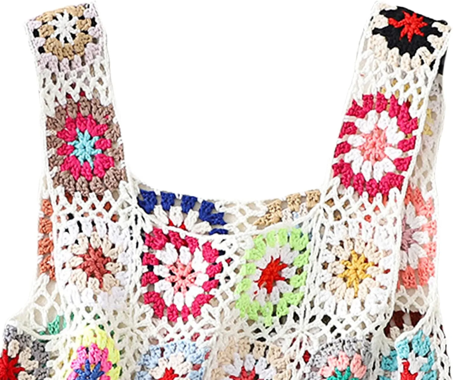 Crochet Tops Women Y2k Knit Vest Tank Top Knitted Daisy Camisole Hollow Out Crochet Crop Tops Summer Clothes