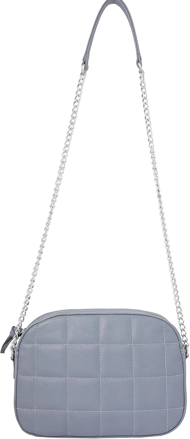 Crossbody Bag for Women Stylish Quilted Shoulder Bag Genuine Leather Satchel with Chain Strap
