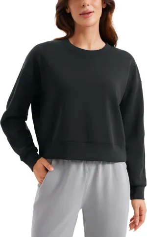 CRZ YOGA Womens SoftAura Crewneck Sweatshirt Long Sleeve Workout Casual Pullover Basic Fall Tops