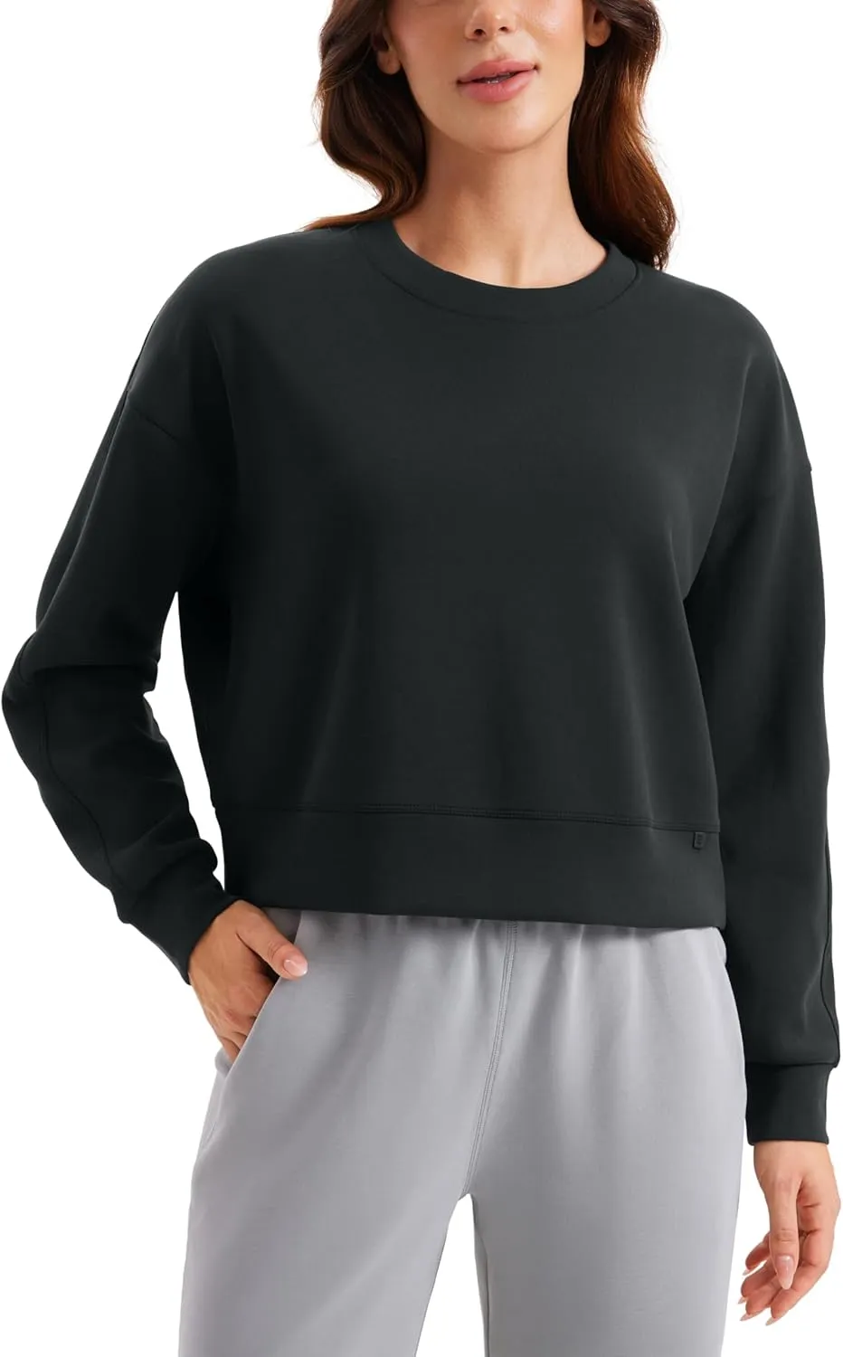 CRZ YOGA Womens SoftAura Crewneck Sweatshirt Long Sleeve Workout Casual Pullover Basic Fall Tops